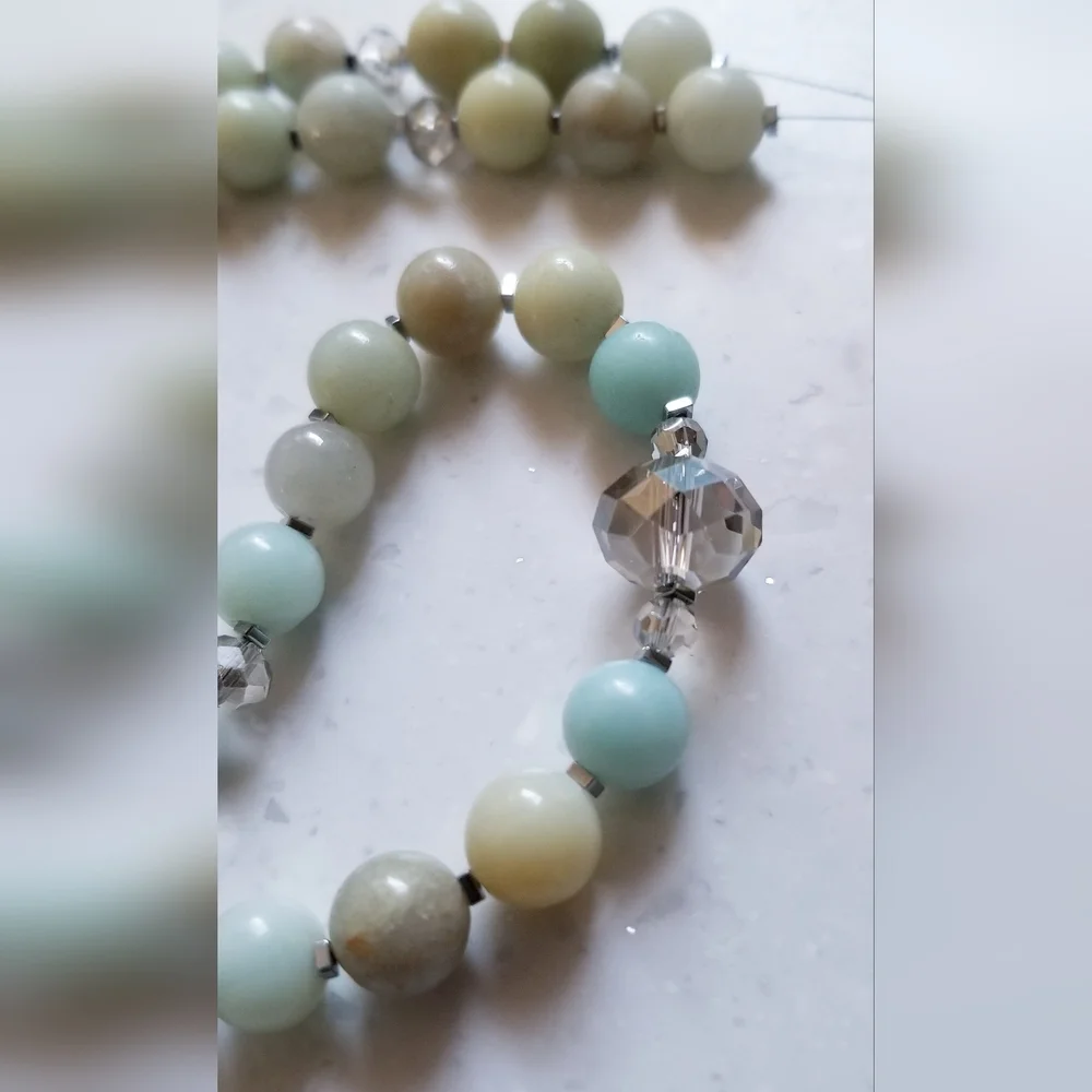 Amazonite & Glass Crystal Necklace - Picture 3 of 5